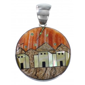 Multicolor Native American Pueblo Or Village Design Pendant YS62864