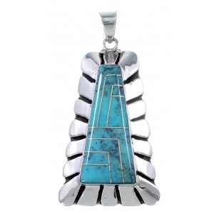 Genuine Sterling Silver Turquoise Inlay Pendant BW71033