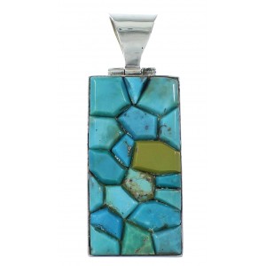 Turquoise Inlay Genuine Sterling Silver Jewelry Pendant PX30227