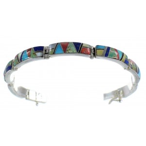 Southwest Multicolor Silver Link Bracelet MX22158