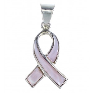 Southwest Pink Shell Ribbon Genuine Sterling Silver Pendant KX94362