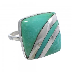 Southwestern Turquoise Sterling Silver Jewelry Ring Size 7-1/2 BW64348
