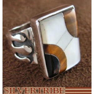 Sterling Silver Mother of Pearl Multicolor Ring Size 8-1/4 NS35608