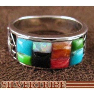 Sterling Silver Turquoise Multicolor Jewelry Ring Size 5-3/4 RS35537 