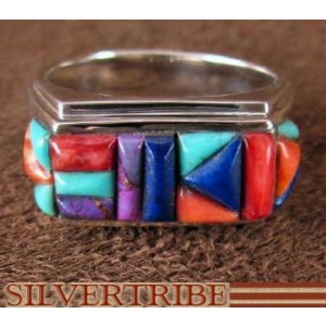 Sterling Silver Jewelry Turquoise Multicolor Ring Size 8-1/2 HS35881