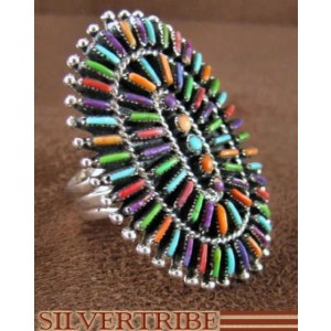 Silver Jewelry Turquoise And Multicolor Ring Size 5-1/2 RS36086