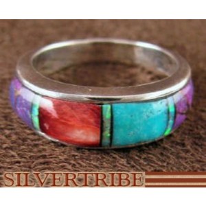 Sterling Silver Turquoise Multicolor Ring Jewelry Size 5-3/4 RS37366 