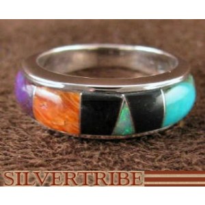 Sterling Silver Multicolor And Turquoise Ring Size 5-3/4 RS37418 