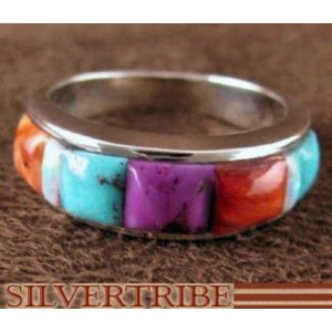 Sterling Silver Jewelry Multicolor Turquoise Ring Size 5-3/4 RS37423