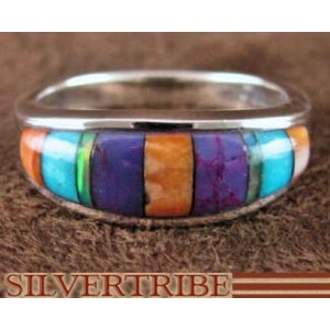 Sterling Silver Turquoise Multicolor Jewelry Ring Size 5-3/4 RS38219 