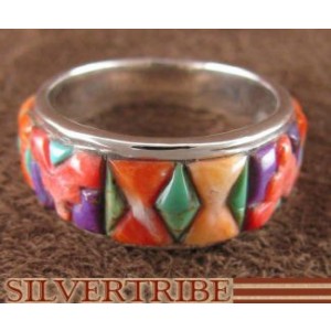 Multicolor And Turquoise Sterling Silver Ring Size 7-3/4 AS39471