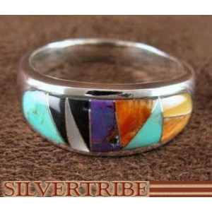 Genuine Sterling Silver Turquoise Multicolor Ring Size 6-3/4 DS38119
