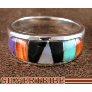 Genuine Sterling Silver Turquoise Multicolor Ring Size 5-3/4 DS38153