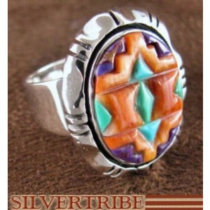 Turquoise Multicolor Sterling Silver Jewelry Ring Size 6-1/4 DS38823 