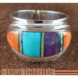 Multicolor Inlay And Sterling Silver Ring Size 6-1/4 NS38892