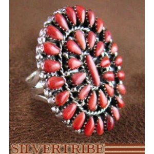 Genuine Sterling Silver Red Oyster Shell Ring Size 8-1/2 RS38979