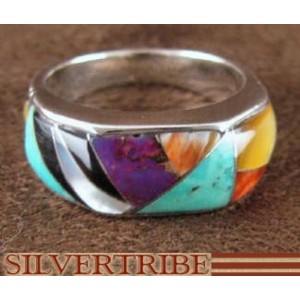 Multicolor Turquoise Jewelry Sterling Silver Ring Size 6-3/4 RS38556 