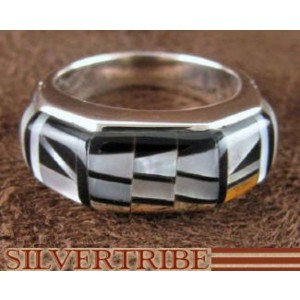 Silver Jewelry Mother of Pearl Multicolor Ring Size 5-3/4 RS38640 