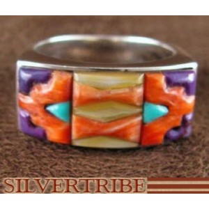 Multicolor Turquoise Genuine Sterling Silver Ring Size 8-1/2 AS41268