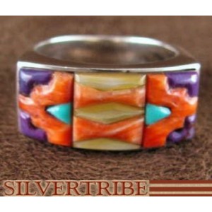 Multicolor Turquoise Genuine Sterling Silver Ring Size 6-3/4 AS41271