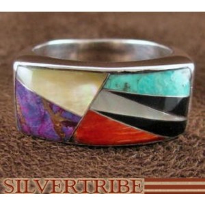 Multicolor And Genuine Sterling Silver Ring Size 7-1/2 AS41312