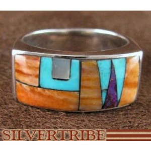 Multicolor Inlay Jewelry Sterling Silver Ring Size 6-1/2 AS41388