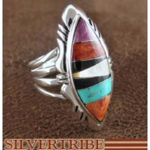 Turquoise Multicolor Sterling Silver Jewelry Ring Size 6-3/4 RS41178 