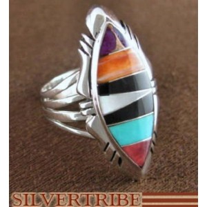 Turquoise Multicolor Sterling Silver Jewelry Ring Size 7-3/4 RS41196