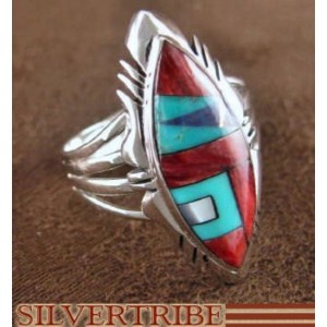 Silver Multicolor Mother of Pearl Jewelry Ring Size 8-3/4 RS41246