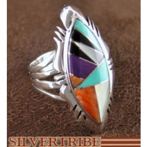 Mother Of Pearl Multicolor Sterling Silver Ring Size 6-3/4 RS41290 
