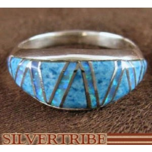 Denim Lapis And Opal Sterling Silver Ring Size 5-3/4 DS41689