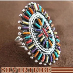 Multicolor Turquoise Sterling Silver Silver Ring Size 6-1/4 RS41680