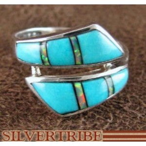 Southwest Opal and Turquoise Inlay Ring Size 5-3/4 GS56240