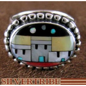Multicolor Native American Design Silver Ring Size 6-1/4 RS46243 