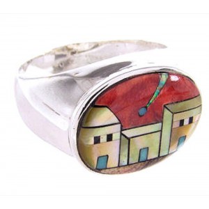 Native American Village Multicolor Design Ring Size 9-1/4 AW67225