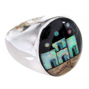 Multicolor Silver Native American Design Ring Size 9-1/2 YS67010