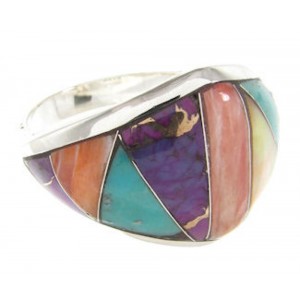 Southwest Silver Multicolor Ring Size 6-3/4 YS58474