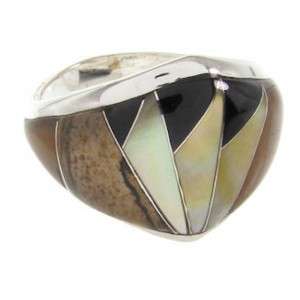 Tiger Eye Multicolor Inlay Ring Size 8-1/2 YS58575