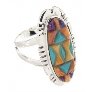 Inlay Multicolor Southwest Jewelry Ring Size 8-3/4 XS57238