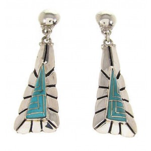 Turquoise Sterling Silver Post Dangle Earrings OS58553