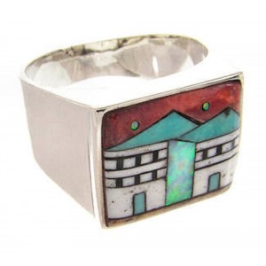 Multicolor Native American Design Jewelry Ring Size 9-3/4 YS66885