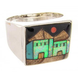 Multicolor Native American Village Design Ring Size 12-1/2 YS66807