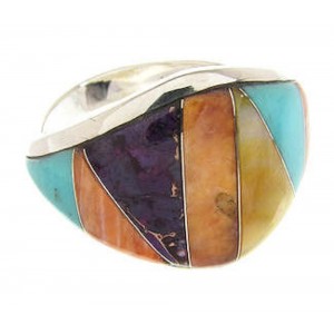 Southwest Sterling Silver Multicolor Ring Size 6 CS59597 