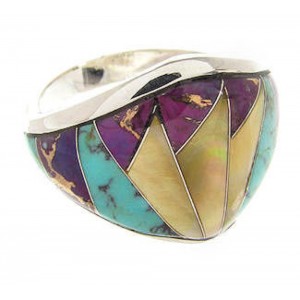 Southwest  Multicolor Sterling Silver Ring Size 5-3/4 CS59226 