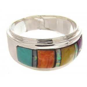 Multicolor Sterling Silver Southwestern Ring Size 5-3/4 PS58204
