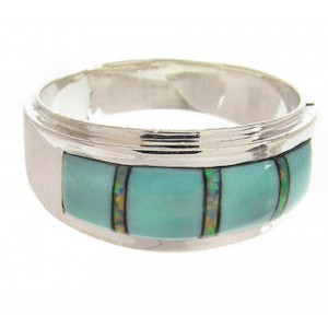 Turquoise Opal Inlay Southwestern Ring Size 7-3/4 PS58460