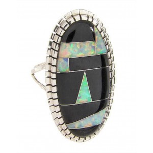 Black Jade Opal Sterling Silver Southwest Ring Size 6-3/4 YS59296