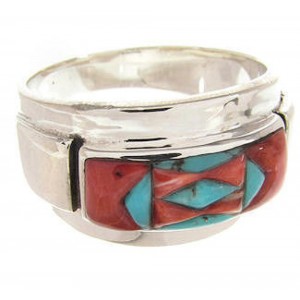 Red Oyster Shell Turquoise Sterling Silver Ring Size 8-1/4 XS58019