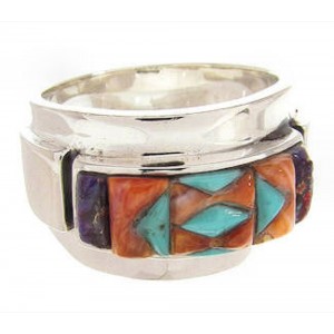 Multicolor Inlay Southwest Silver Ring Size 6-1/4 XS58038