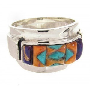 Multicolor Southwest Sterling Silver Ring Size 7-1/4 XS58040